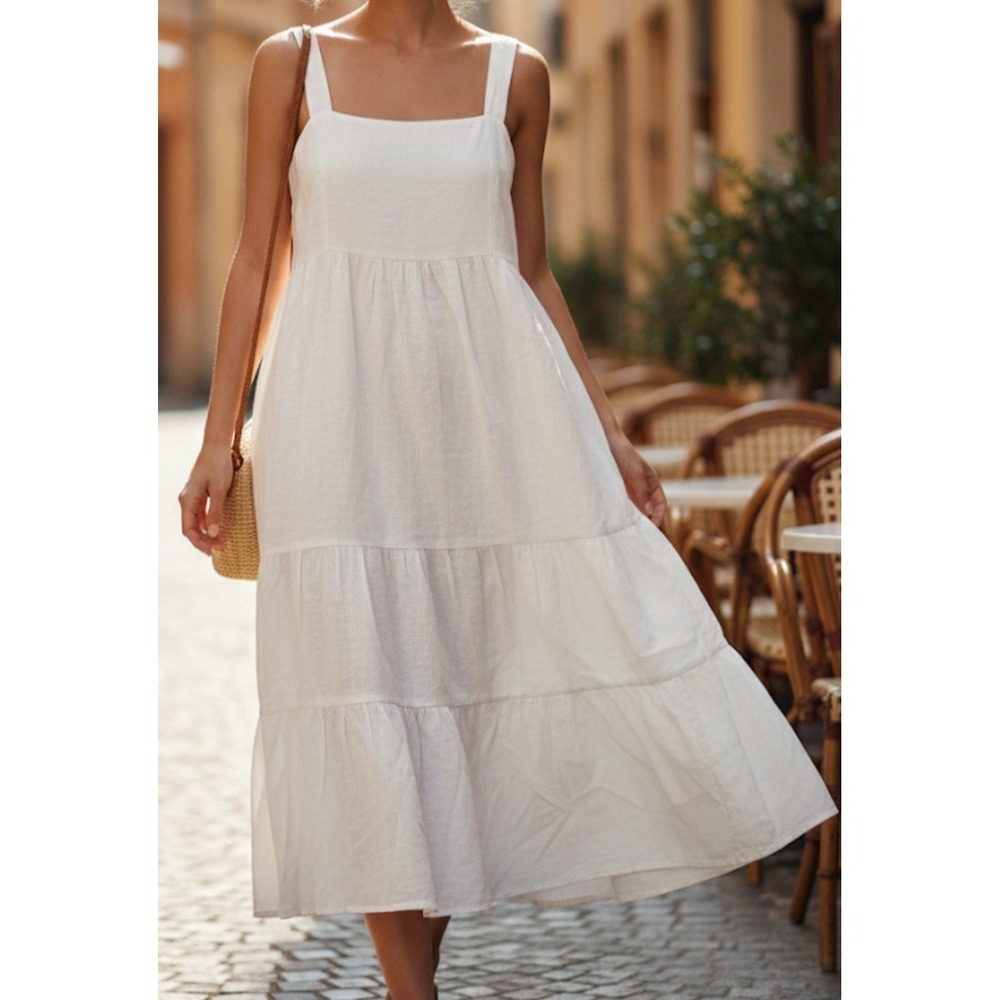 Michael Michael Kors Women White apparel DRESS in size L‎ 55% Linen
